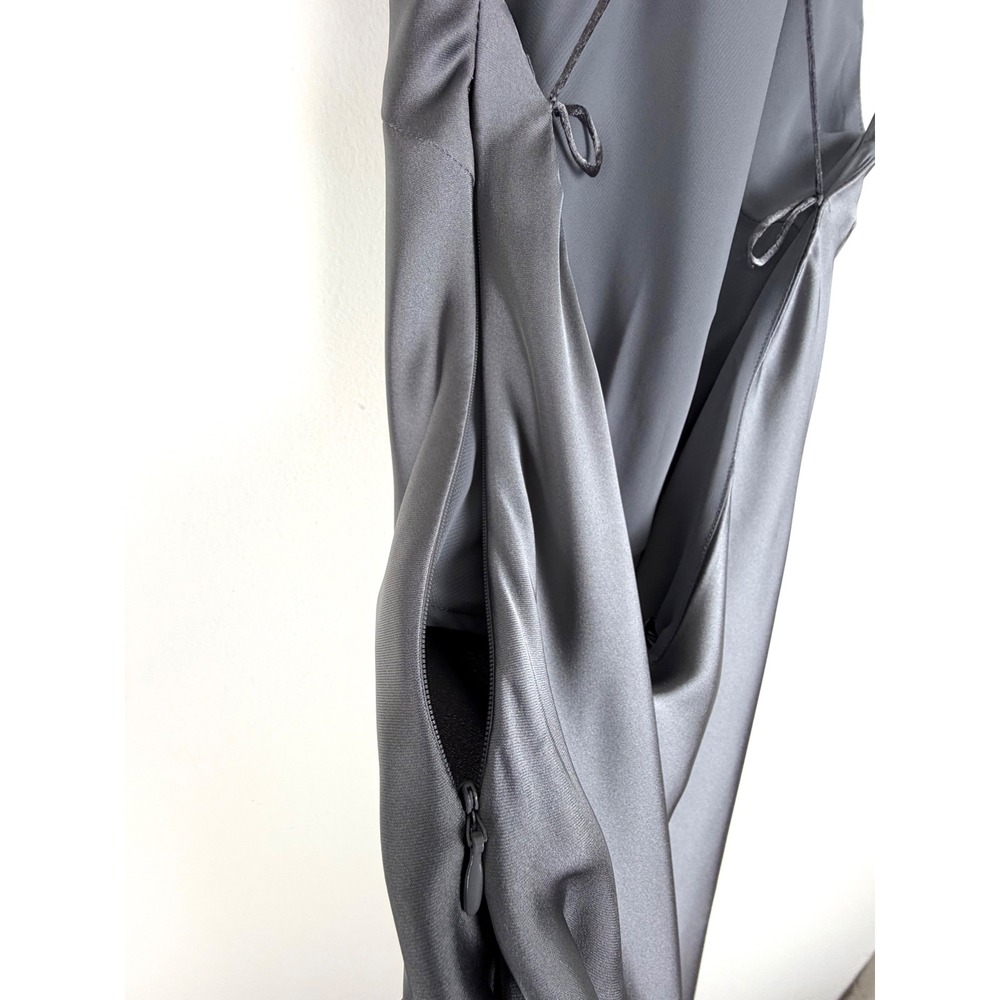 ZARA Grey Satin Halter Neck Open Back Maxi Dress XS 2916/331 NWT - Picture 9 of 16